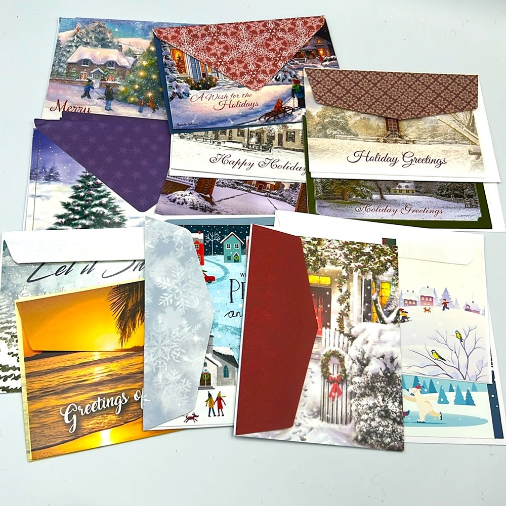 15 various Christmas Holiday Season greeting cards scenic outdoors NEW unused